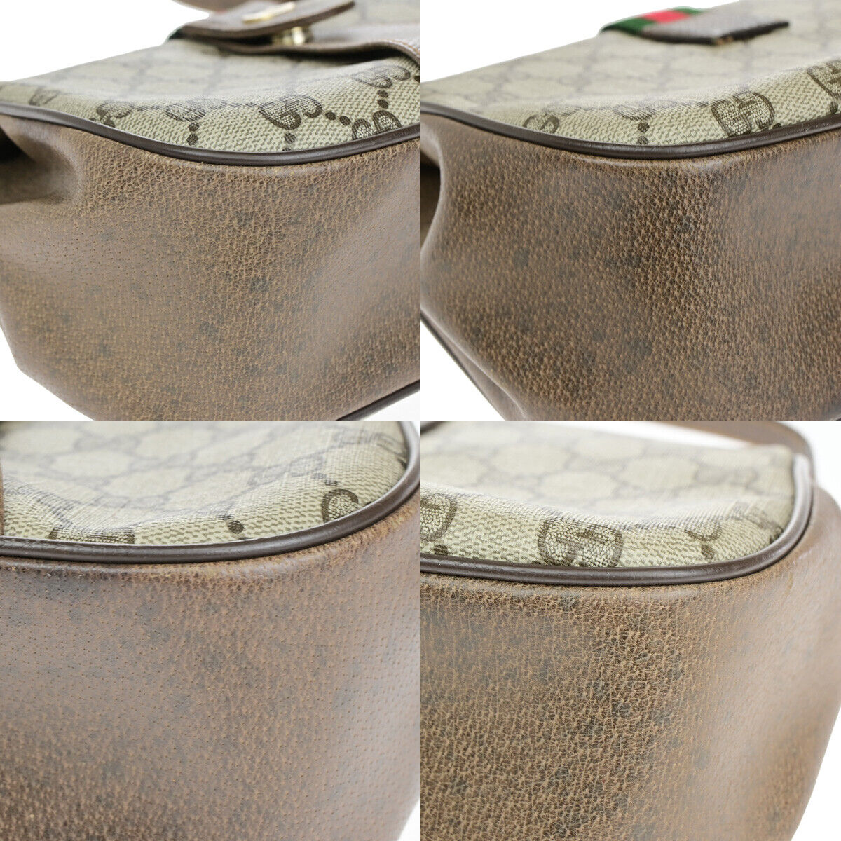 GUCCI Logo Sherry GG Pattern Shoulder Bag PVC Leather Brown Italy 67YF251