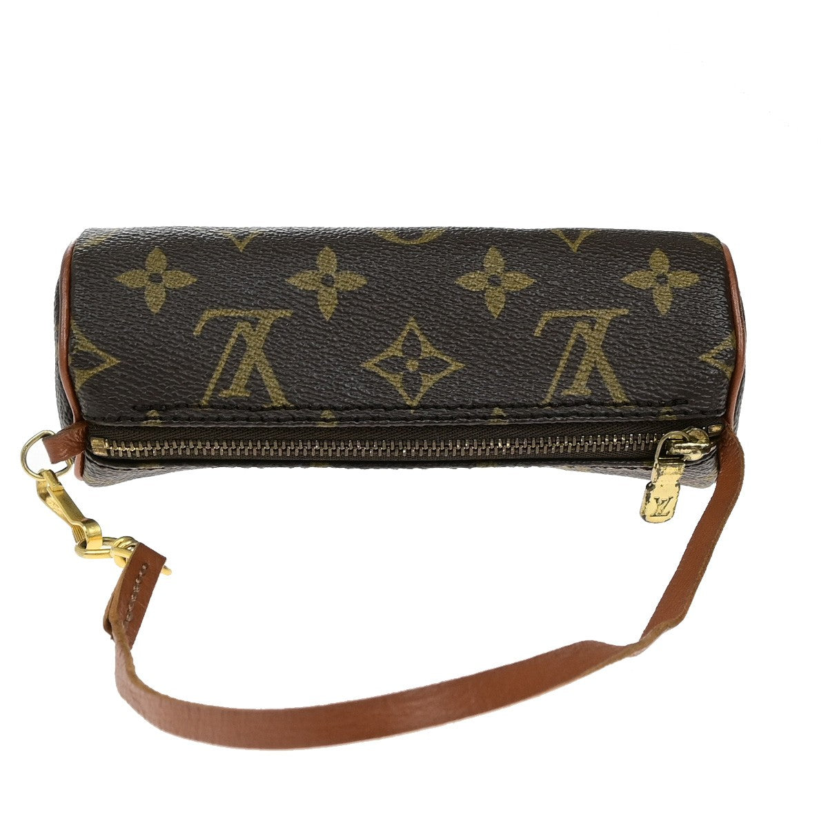 LOUIS VUITTON LV Papillon Pouch Mini Hand Bag Monogram Leather Brown 62YH064