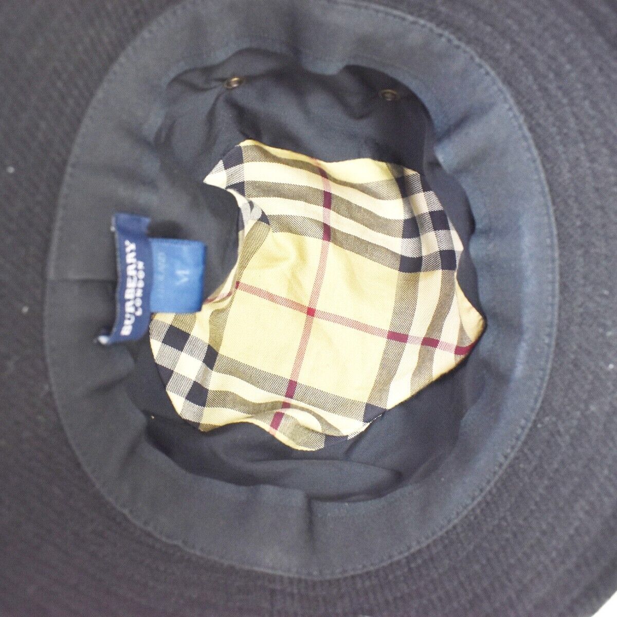 BURBERRY LONDON Logo Bucket Hat #M Cotton Wool Leather Black 04JH711