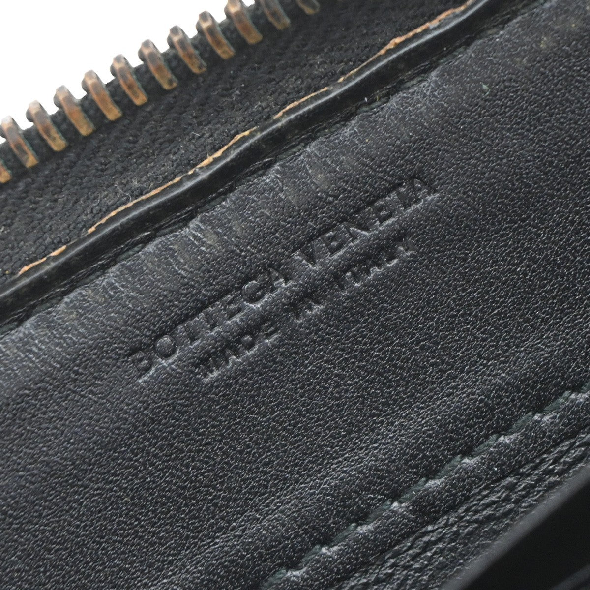 BOTTEGA VENETA Logo Intrecciato Long Zipper Around Wallet Leather Black 68KB106