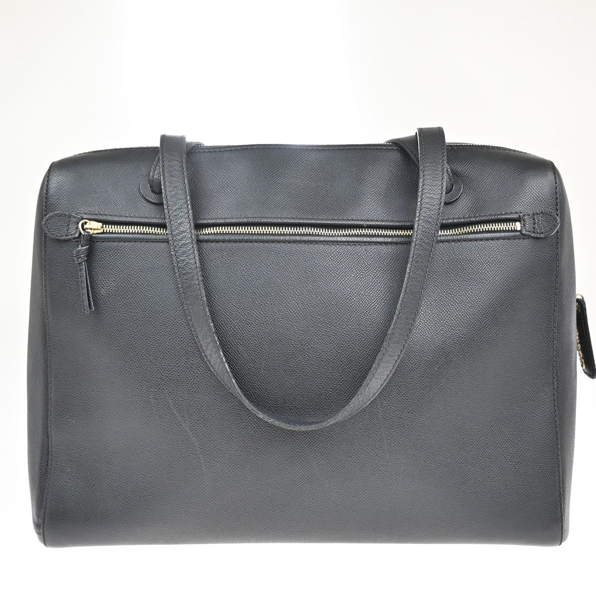 CHANEL CC Logo Shoulder Tote Bag Grained Calfskin Leather Black Vintage 98RP018