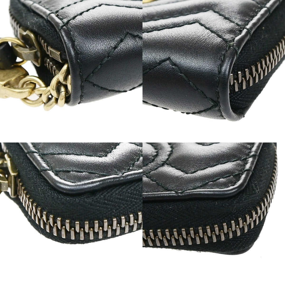 GUCCI GG Logo Marmont Key Pouch Case Leather Black Italy GHW 81YJ251