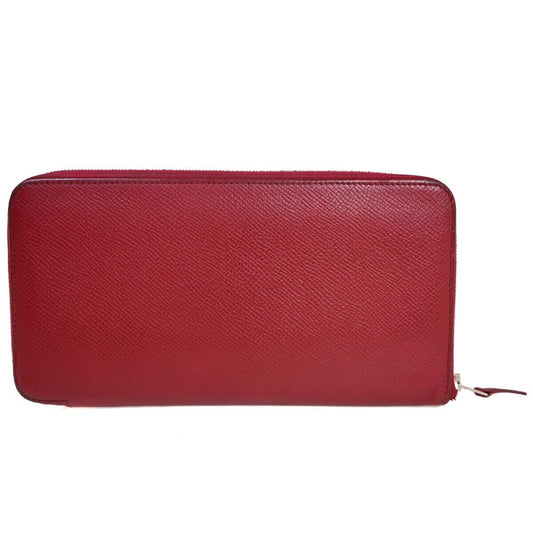 HERMES Azap Silk In Long Zipper Wallet Purse Veau Epsom Leather Red SHW 35YD351