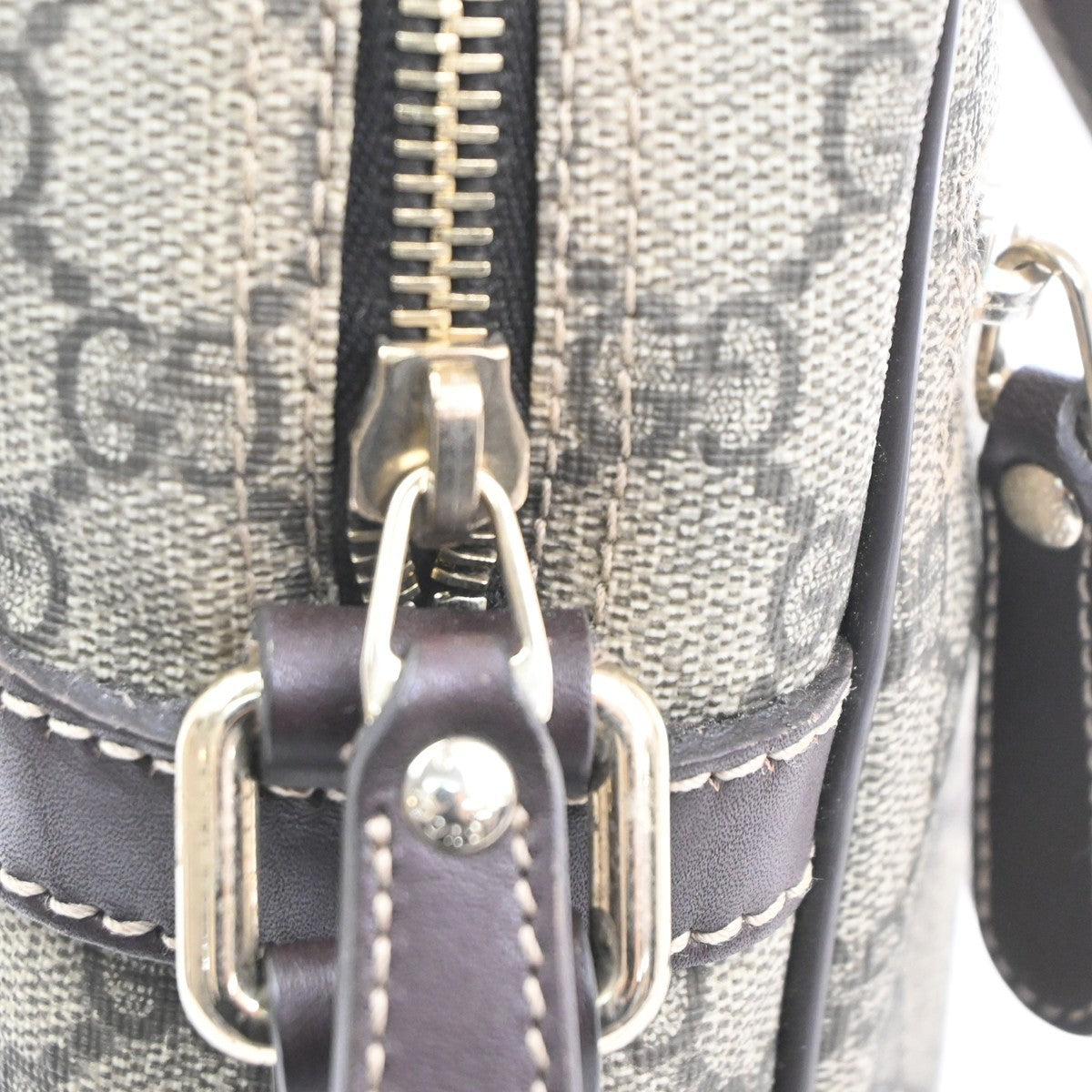 GUCCI Logo GG Pattern Shoulder Bag Supreme Leather Beige Italy GHW 39KC471