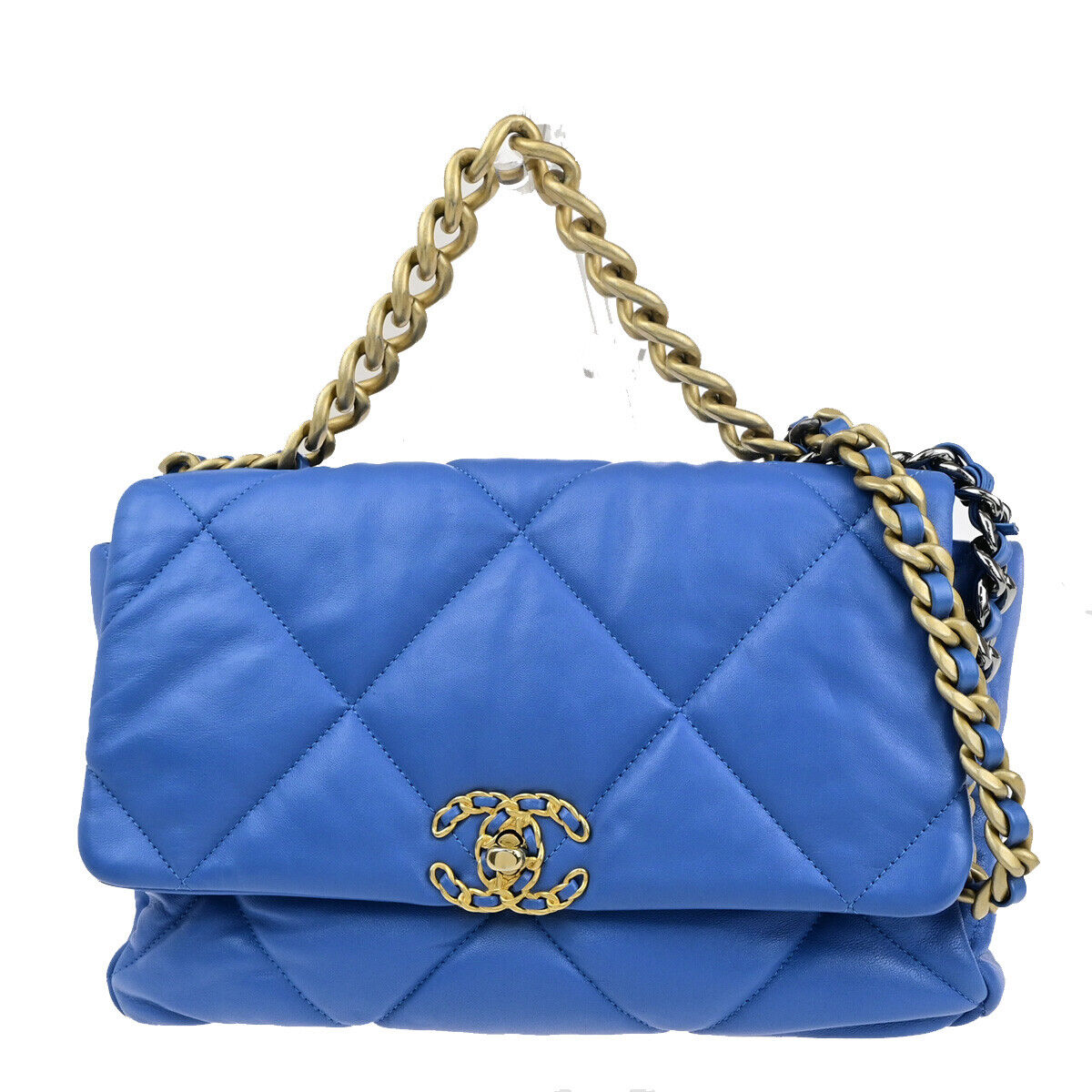 CHANEL 19 CC Logo Matelasse Chain 2Way Shoulder Hand Bag Leather BE GHW 741RK739