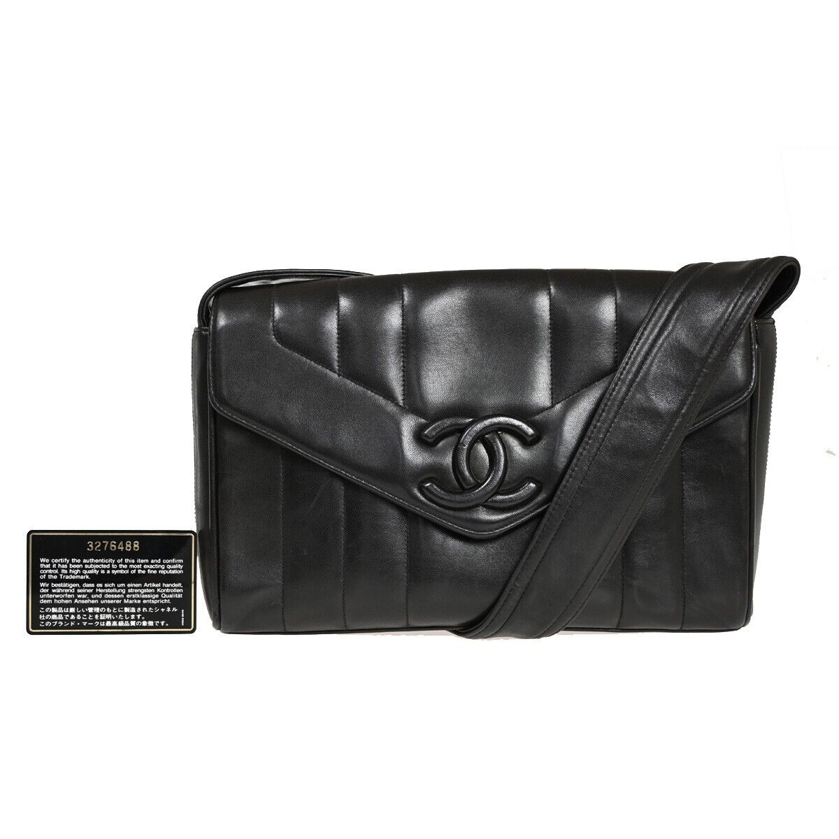 CHANEL CC Logo Mademoiselle Shoulder Bag Leather Black GHW Vintage 373RF094