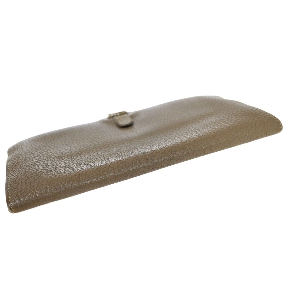 HERMES Logos Dogon GM Long Bifold Wallet Purse Togo Leather Brown SHW 87HB226