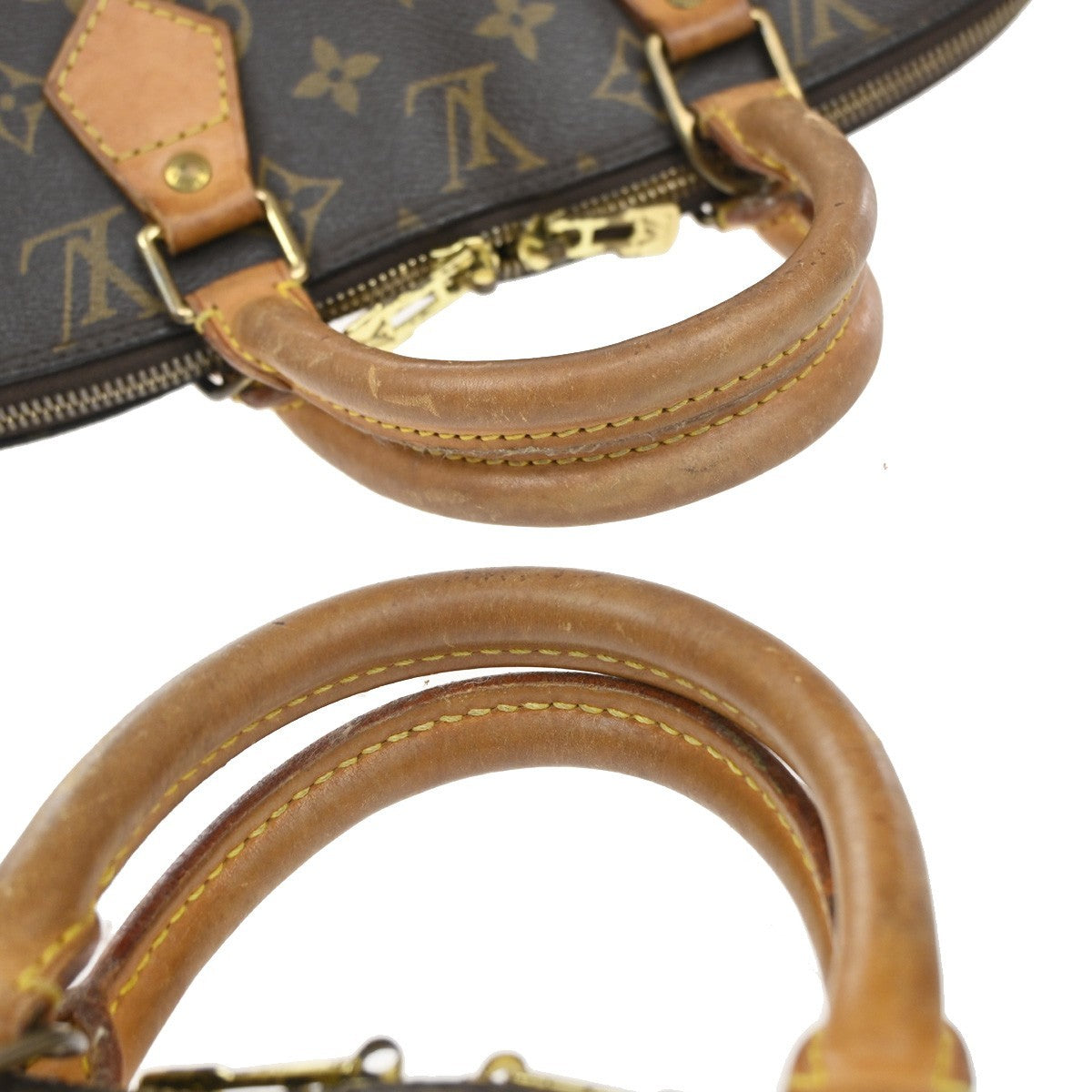 LOUIS VUITTON LV Logo Alma Hand Bag Monogram Leather Brown M51130 89YJ227
