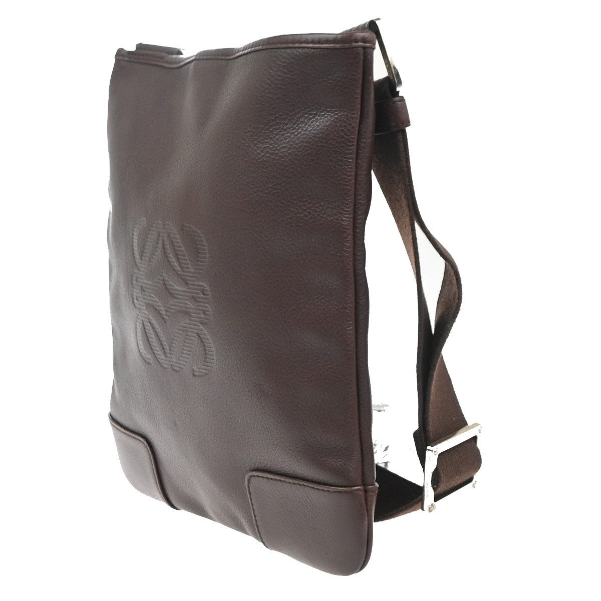 LOEWE Logo Anagram Crossbody Shoulder Bag Leather Brown SHW Spain 34KC933