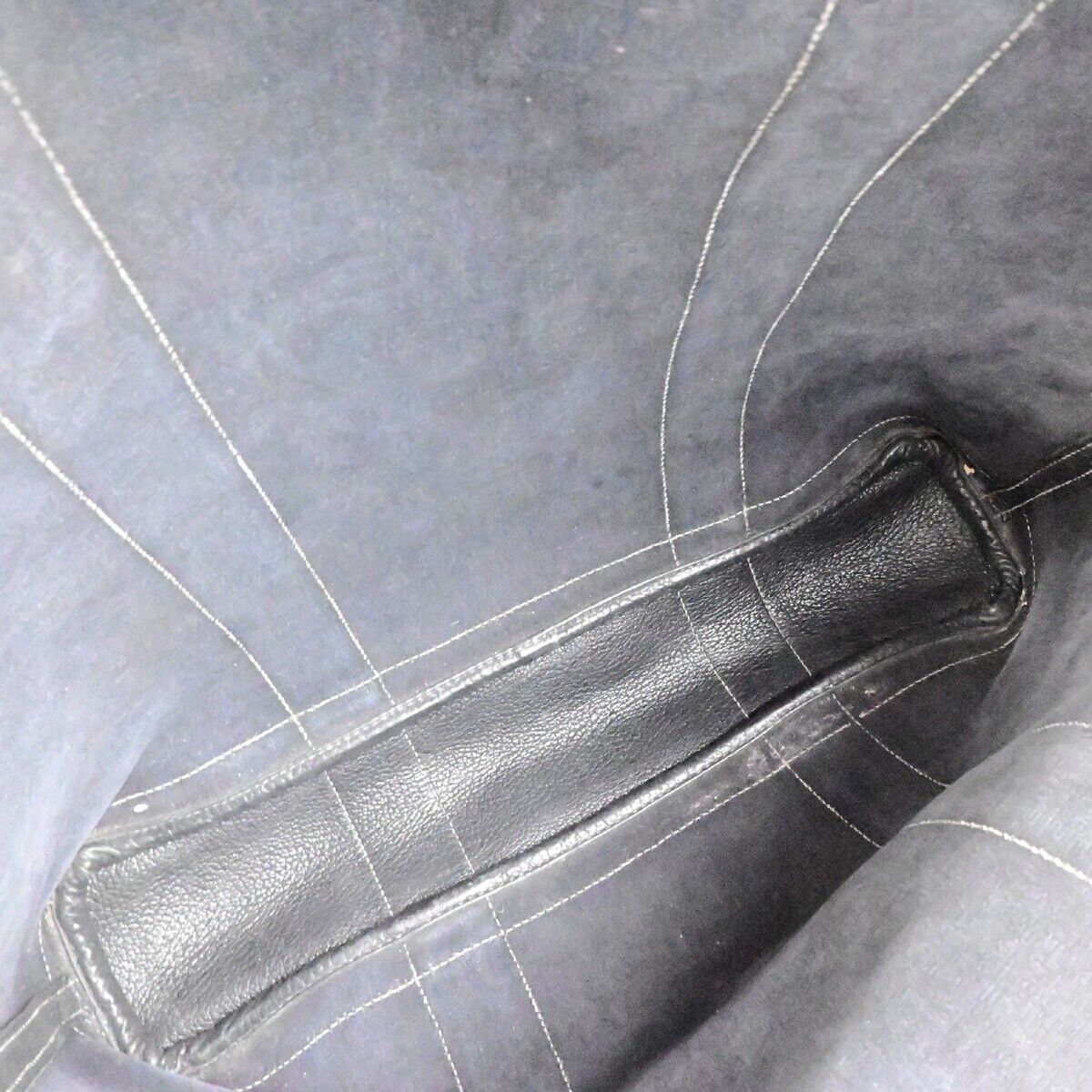 HERMES Logo Garden File 37 Hand Tote Bag Canvas Leather Black Silver 69FA285