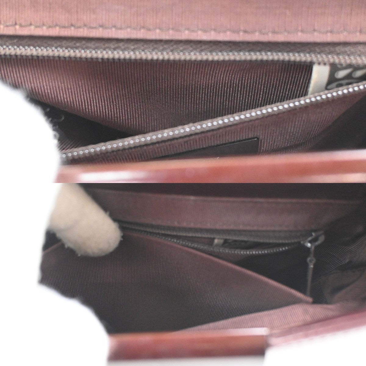 GIVENCHY Logo Top Handle Hand Bag Leather Canvas Burgundy 05KC527