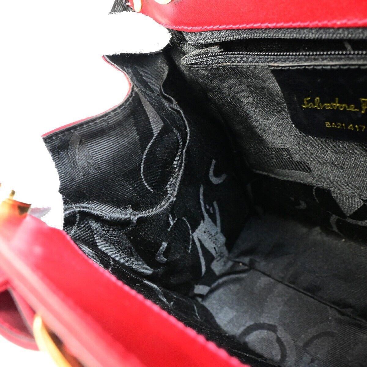 SALVATORE FERRAGAMO Logo Vara 2Way Shoulder Hand Bag Canvas Leather Red 30FA618