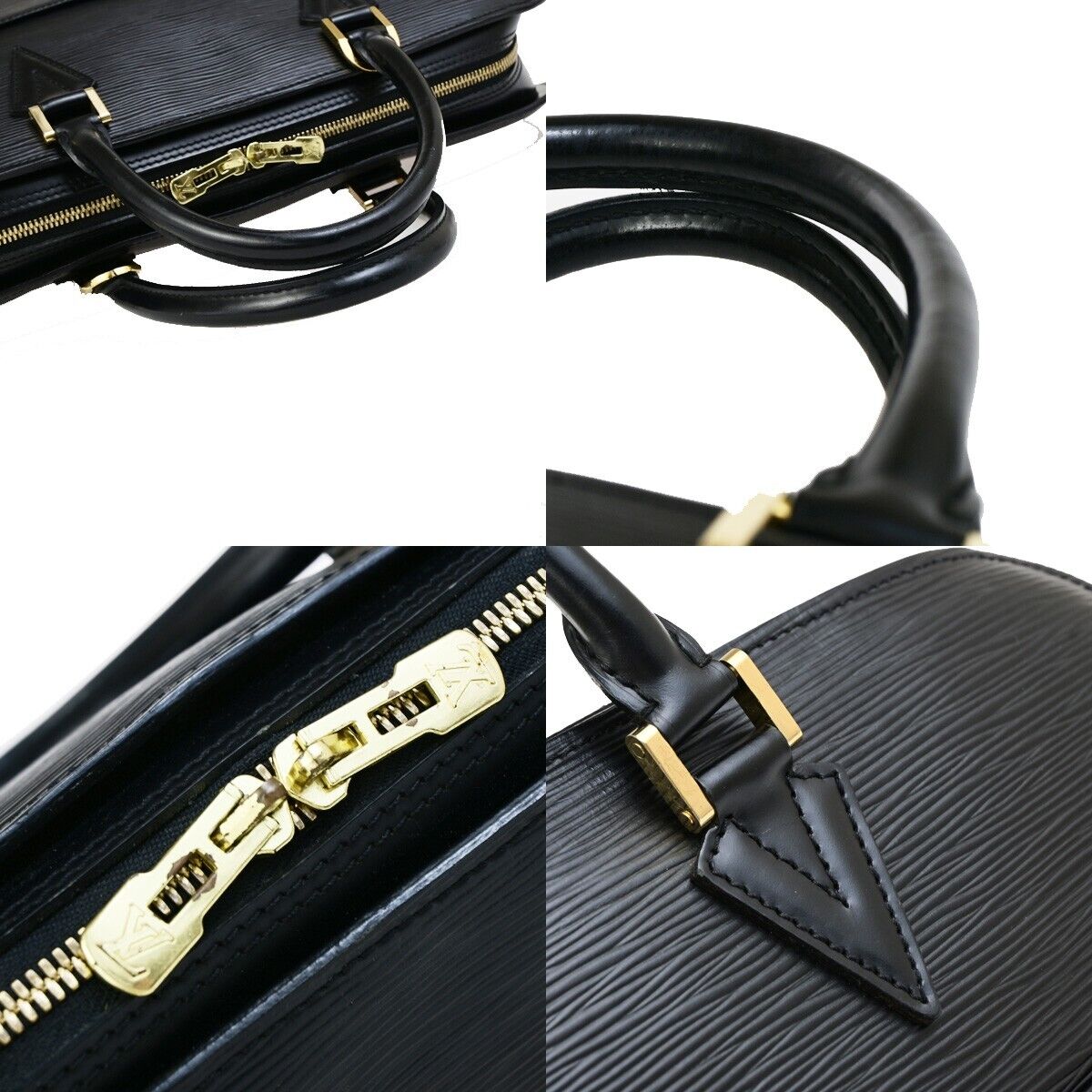 LOUIS VUITTON LV Logo Sorbonne Hand Bag Epi Leather Black France M54512 35ED052