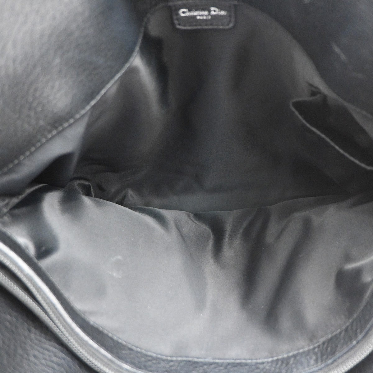 CHRISTIAN DIOR Logo Trotter Pattern Hand Bag Canvas Leather Black GHW 13CB061