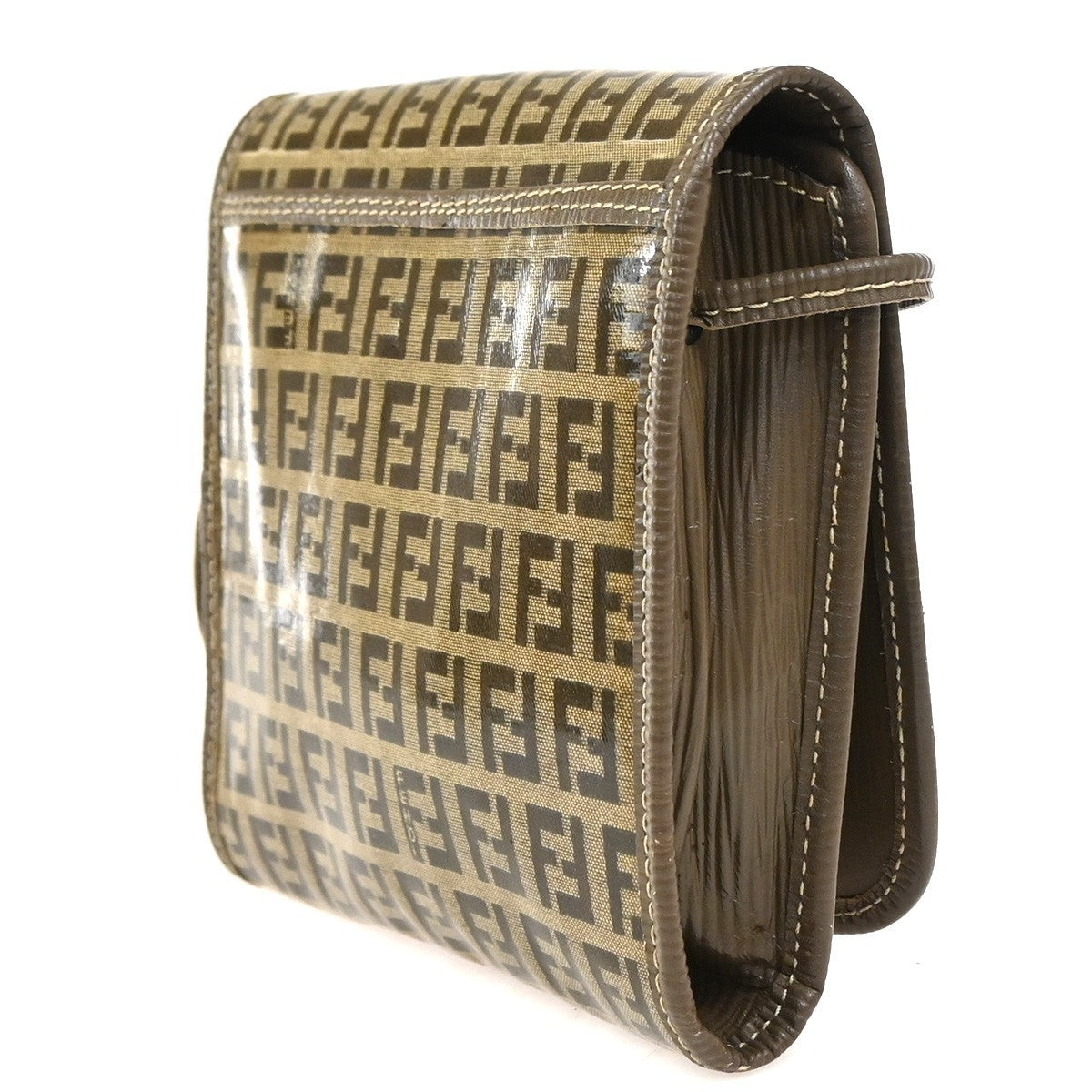 FENDI Zucca Zucchino Pattern Shoulder Bag PVC Leather Brown Italy 69TA646