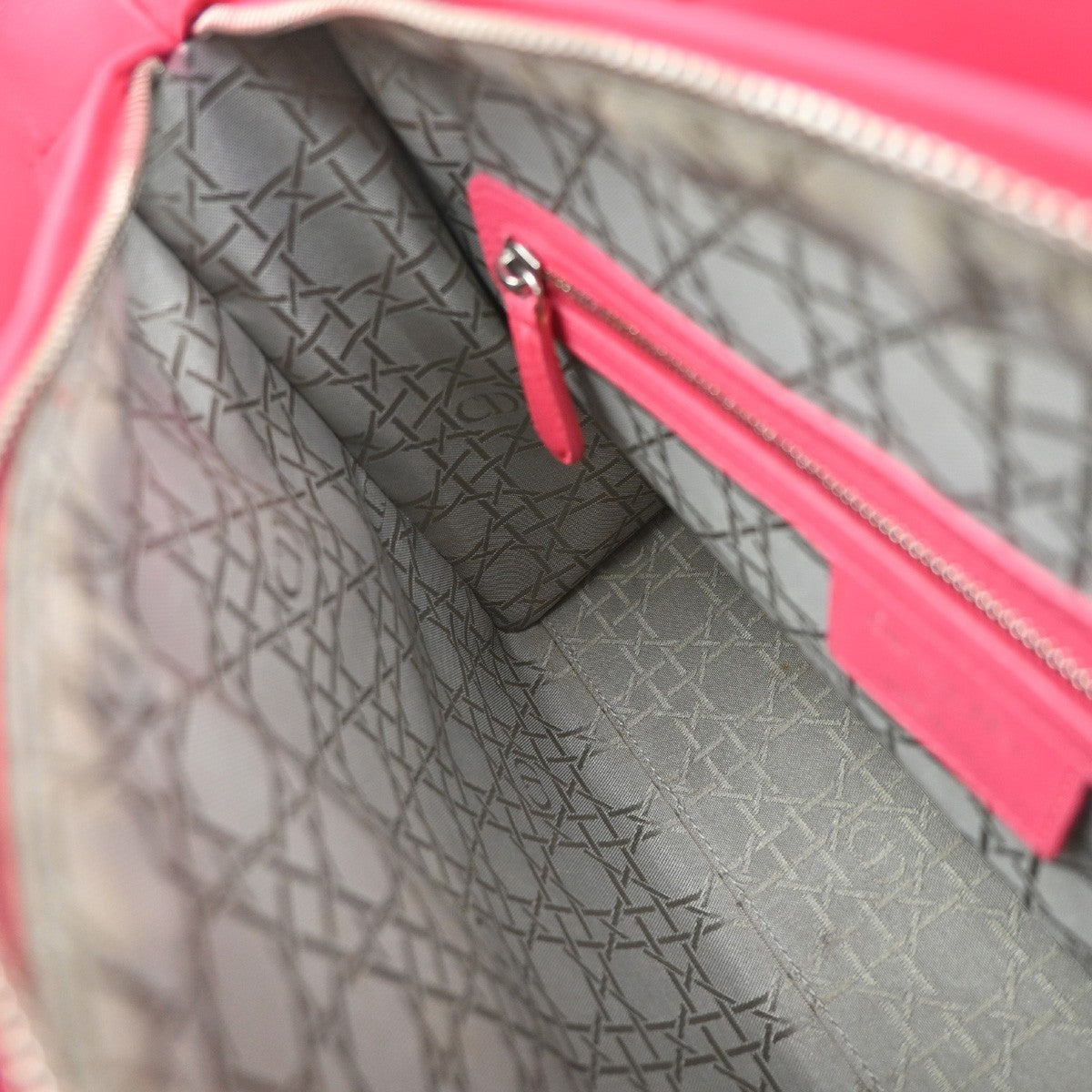 CHRISTIAN DIOR Lady Cannage 2Way Shoulder Hand Bag Leather Pink SHW 683RF675