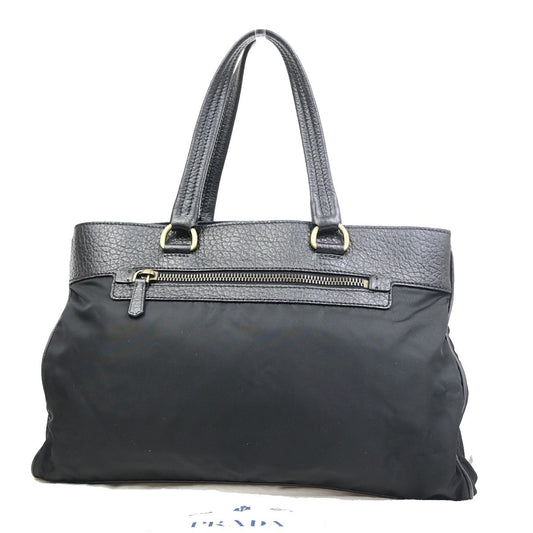 PRADA Logo Tessuto Tote Hand Bags Nylon Leather Black GHW Italy 70PA127