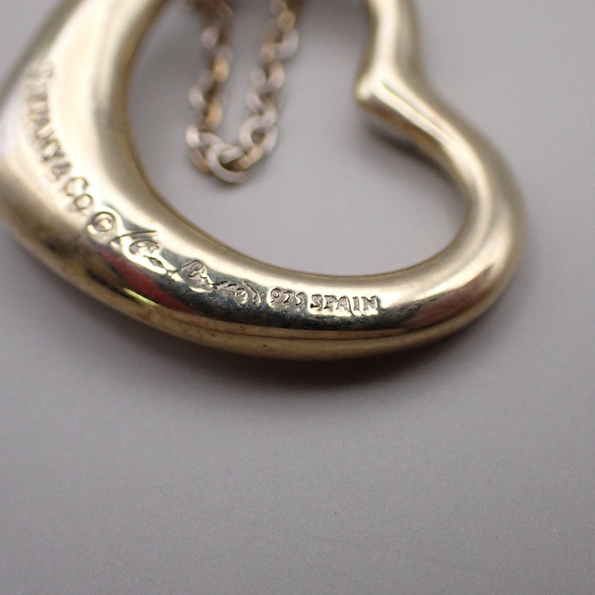 TIFFANY & CO. Open Heart 22mm Chain Necklace Silver Ag 925 Gold-Plated 01KA965