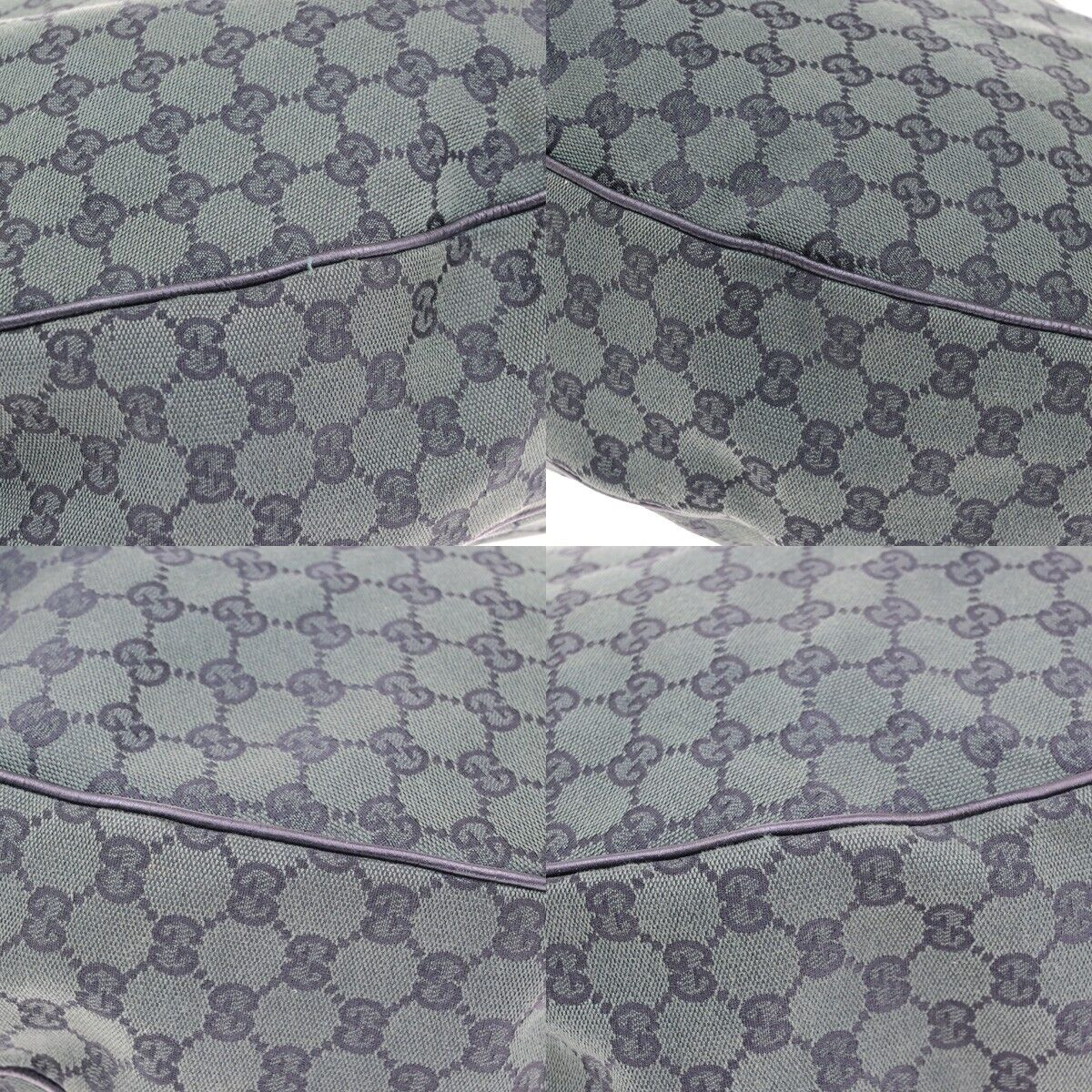 GUCCI Logo GG Pattern Shoulder Tote Bag Canvas Leather Green Black Italy 87EE030
