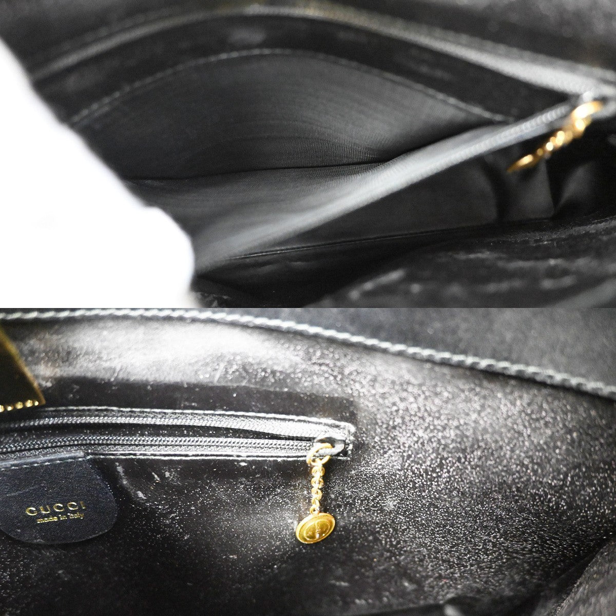GUCCI Logo Shoulder Hobo Bag Leather Black GHW Italy 60YH905