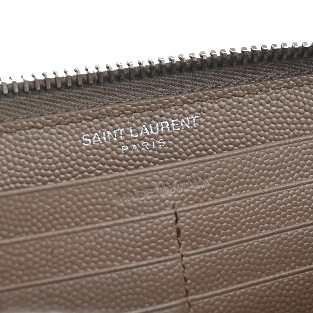 SAINT LAURENT YSL Logo Zipper Aroung Long Wallet Leather Brown SHW 64EF031