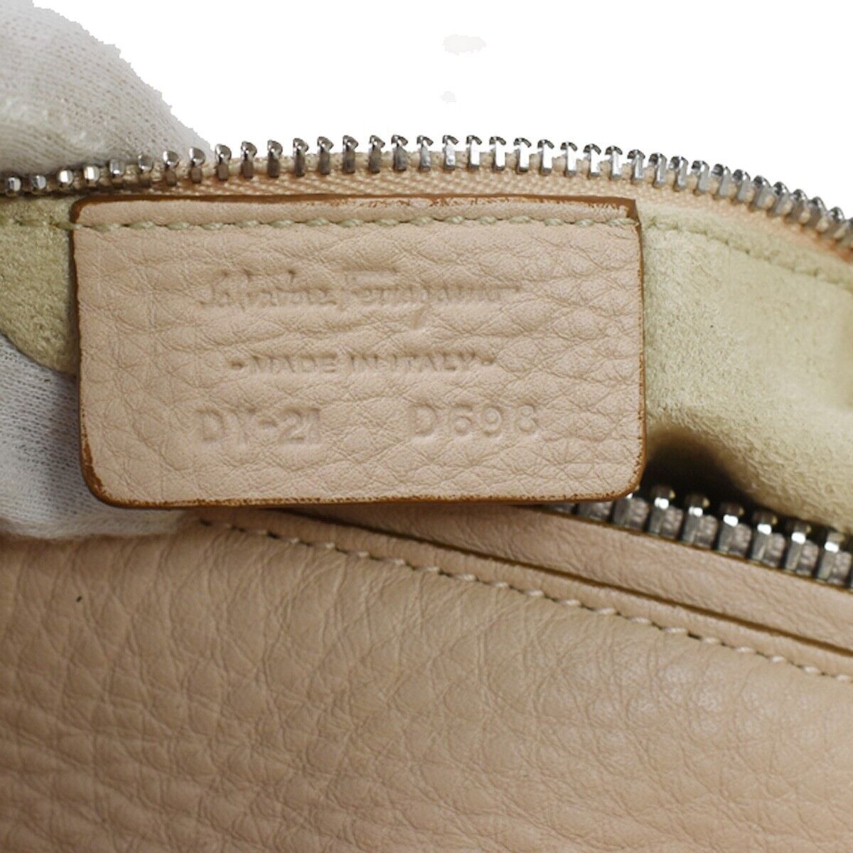 SALVATORE FERRAGAMO Gancini Shoulder Tote Bag Leather Pink Silver Italy 31YB787