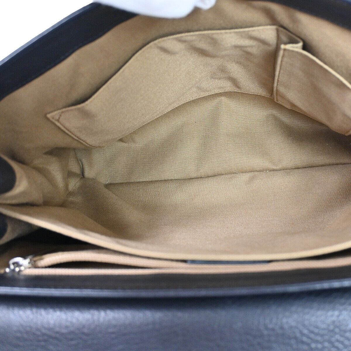 SALVATORE FERRAGAMO Logo Gancini Shoulder Bag Leather Black SHW Italy 31YD105