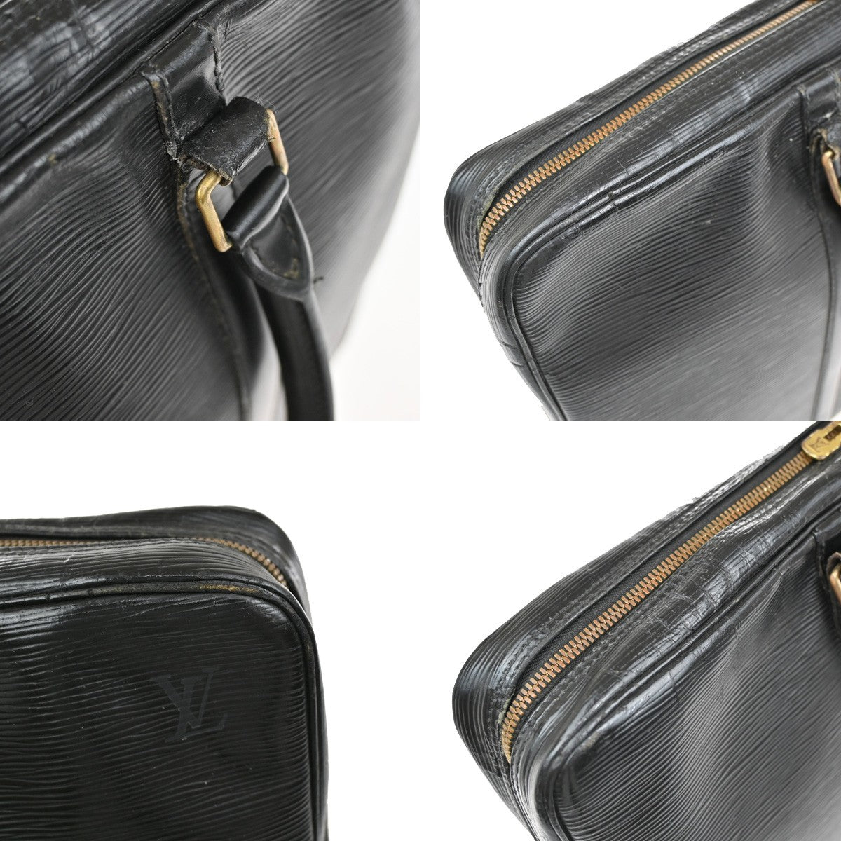 LOUIS VUITTON Porte Documents Voyage Briefcase Hand Bag Epi Black M54472 05YH375