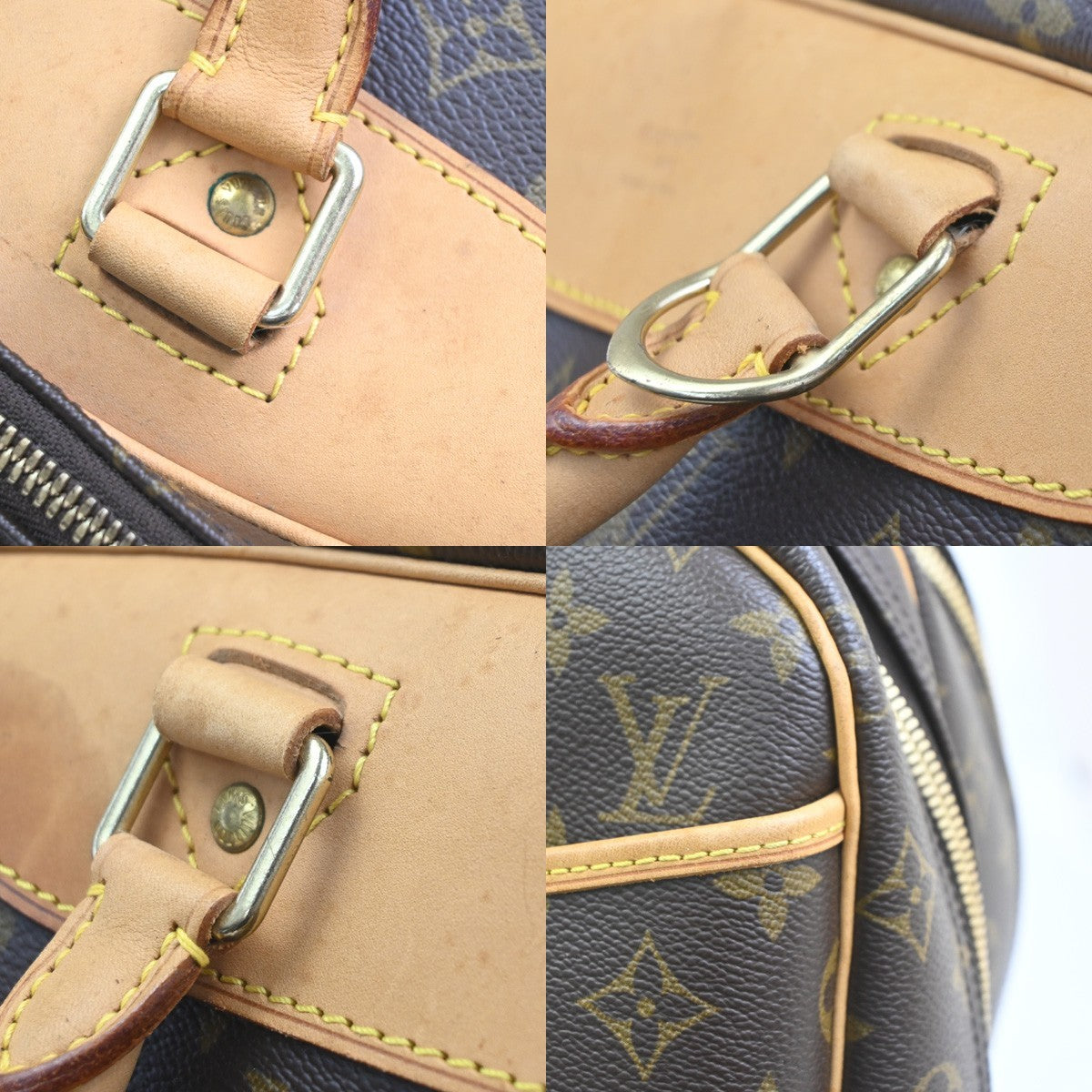 LOUIS VUITTON Alize 24H Travel Hand Bag Monogram Leather Brown M41399 86CA749