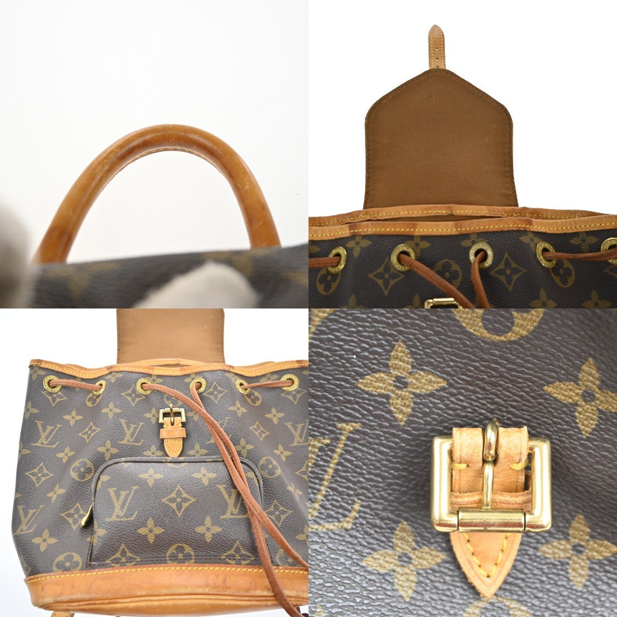 LOUIS VUITTON Mini Montsouris Backpack Bag Monogram Leather Brown M51137 78KC503