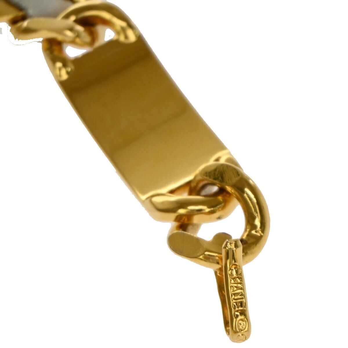 CHANEL CC Coin Medallion Charm Chain Belt Leather White GHW Accessory 95RJ347