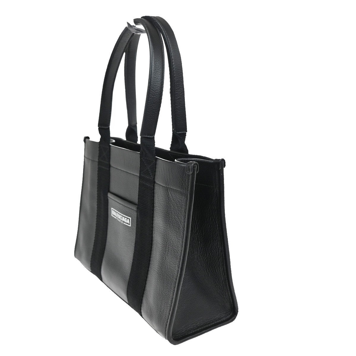 BALENCIAGA Hardware Shoulder Hand Tote Bag Leather Black Italy 18KB701