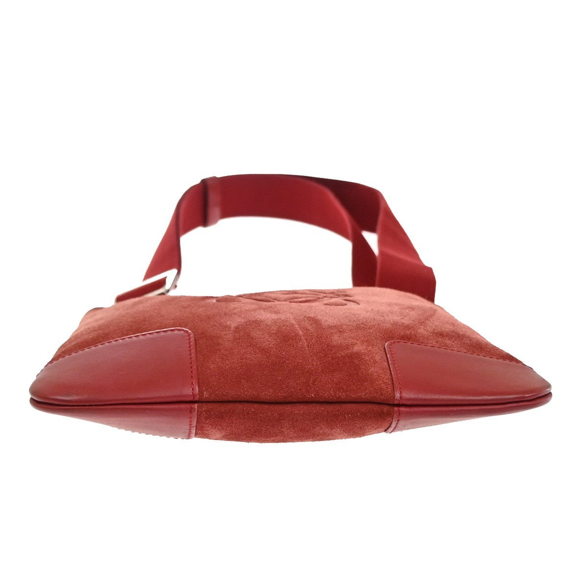 LOEWE Logo Anagram Crossbody Shoulder Bag Suede Leather Red SHW Spain 34KD045
