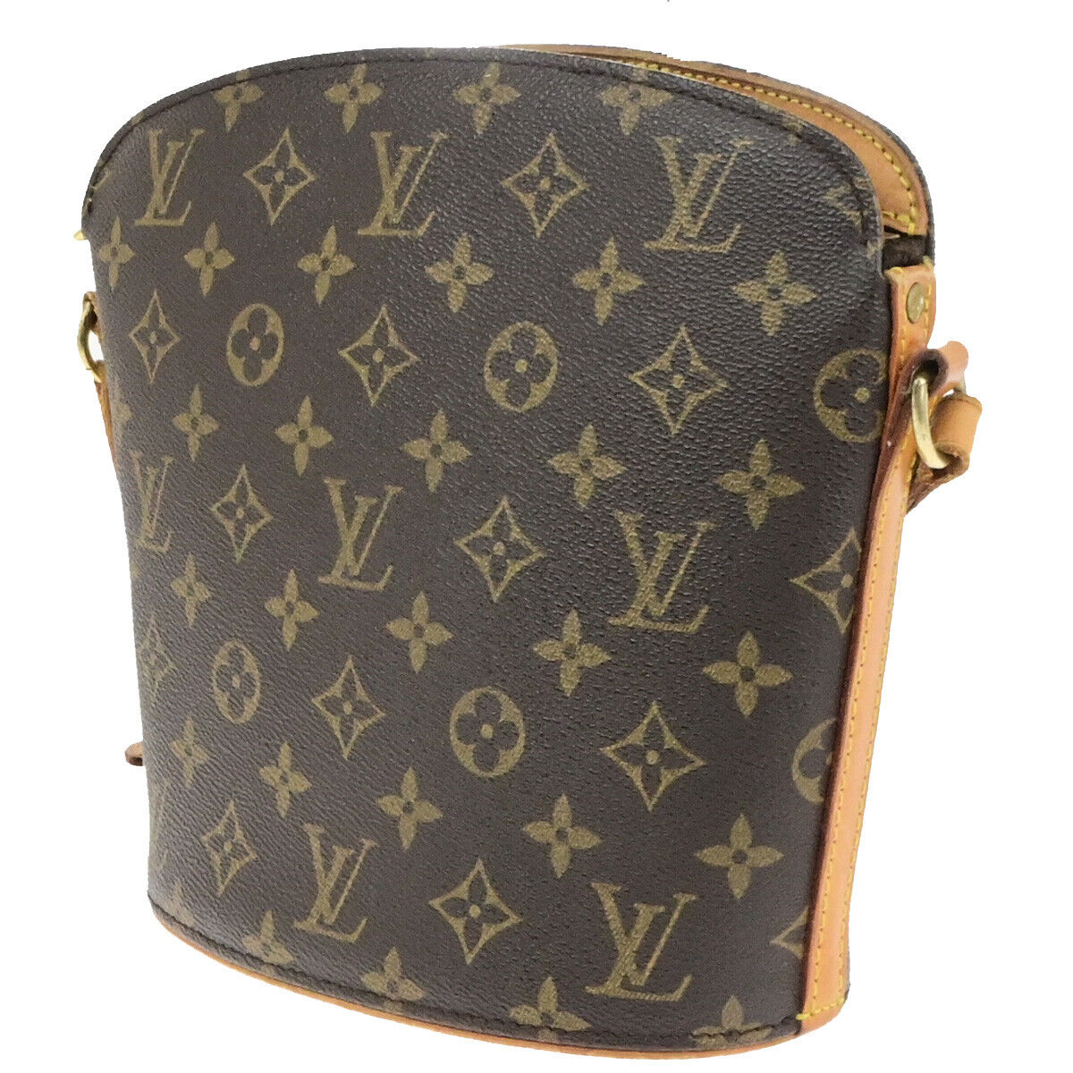 LOUIS VUITTON Logo Drouot Shoulder Bag Monogram Leather Brown M51290 75KA503