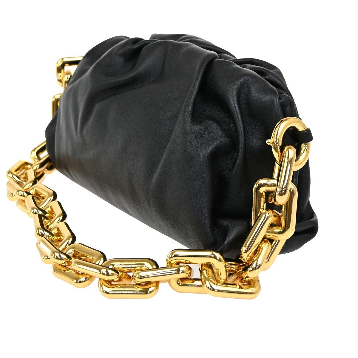 BOTTEGA VENETA The Chain Pouch Shoulder Bag Leather Black GHW Italy 50RL651