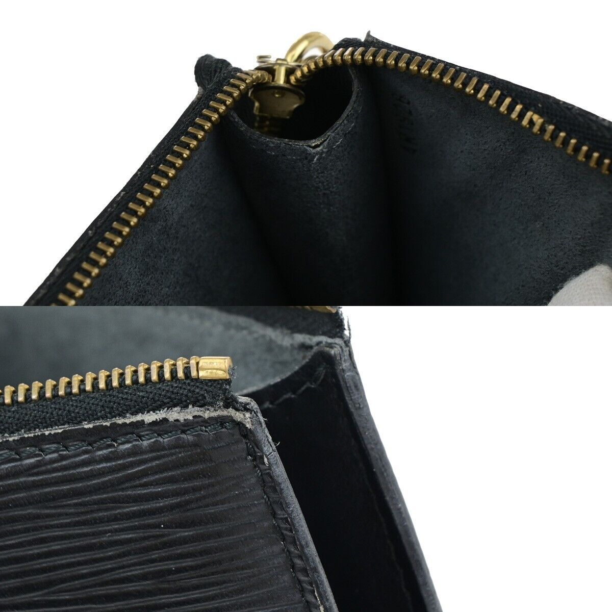 LOUIS VUITTON LV Pochette Accessoires Hand Bag Epi Leather Black M52942 31EB817