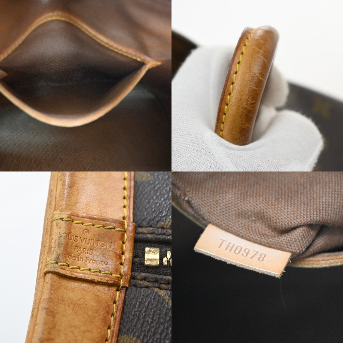 LOUIS VUITTON LV Logo Alma Hand Bag Monogram Leather Brown France M51130 34SA148