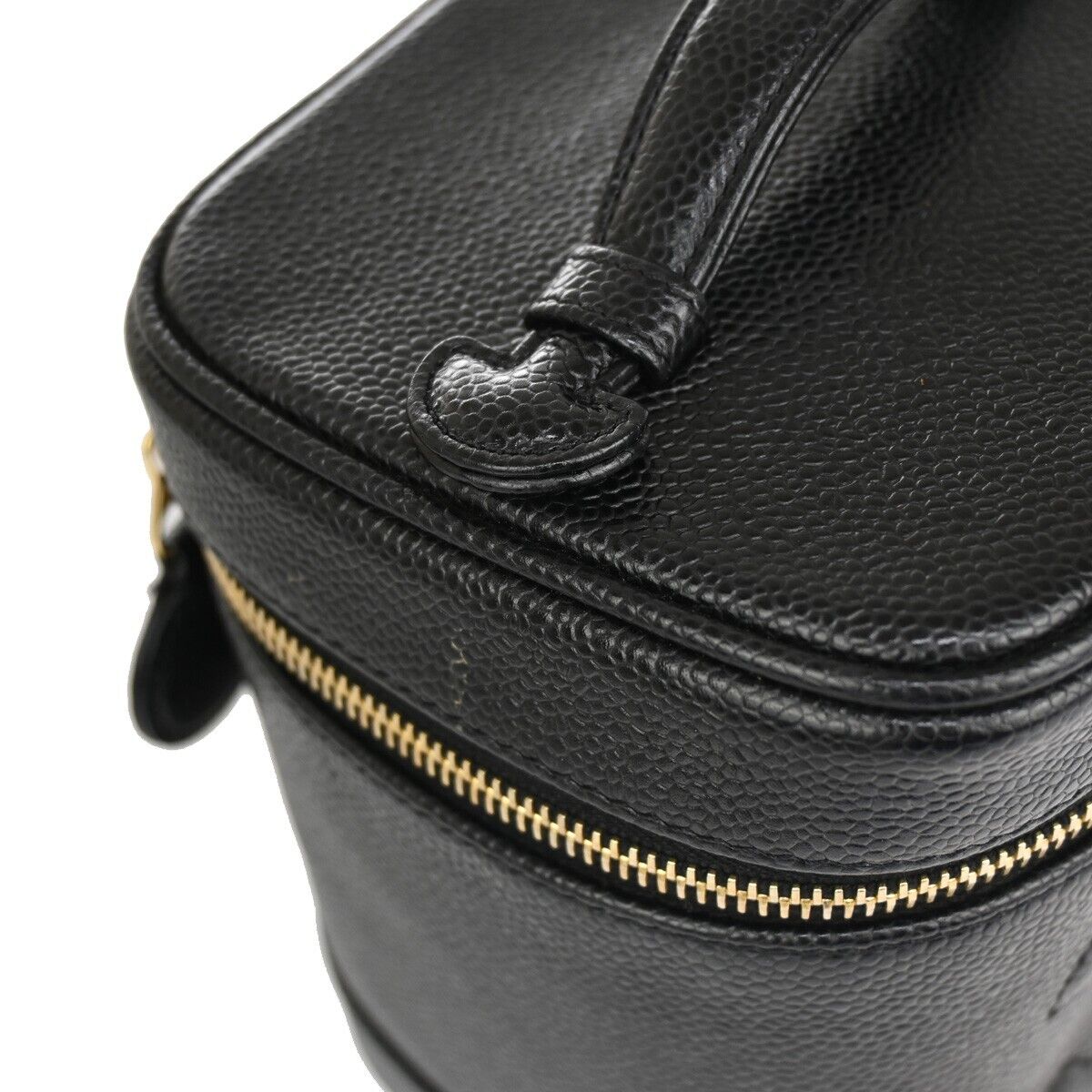 CHANEL CC Logo Vanity Cosmetic Hand Bag Caviar Skin Leather Black GHW 660RJ644