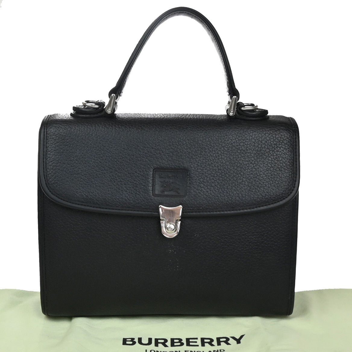 BURBERRYS Logo Nova Check Shoulder Hand Bag Leather Black SHW 67CA860