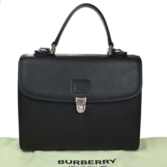 BURBERRYS Logo Nova Check Shoulder Hand Bag Leather Black SHW 67CA860