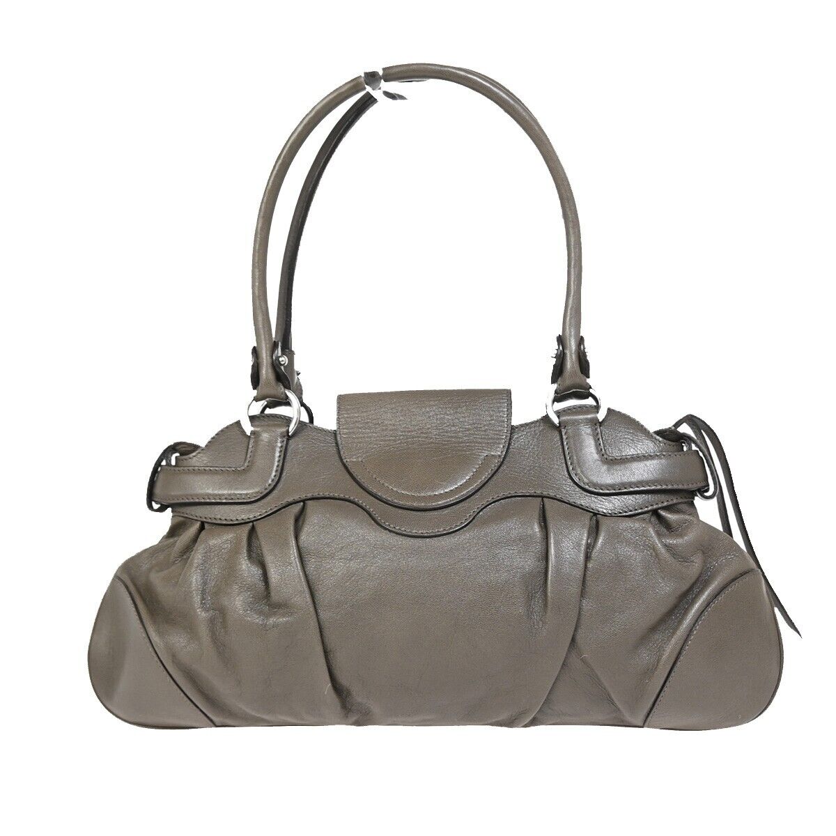 SALVATORE FERRAGAMO Logo Marisa Gancini Shoulder Bag Leather Gray Italy 69FA576