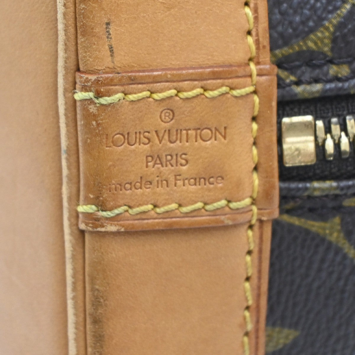 LOUIS VUITTON LV Logo Alma Hand Bag Monogram Leather Brown France M51130 73MA512