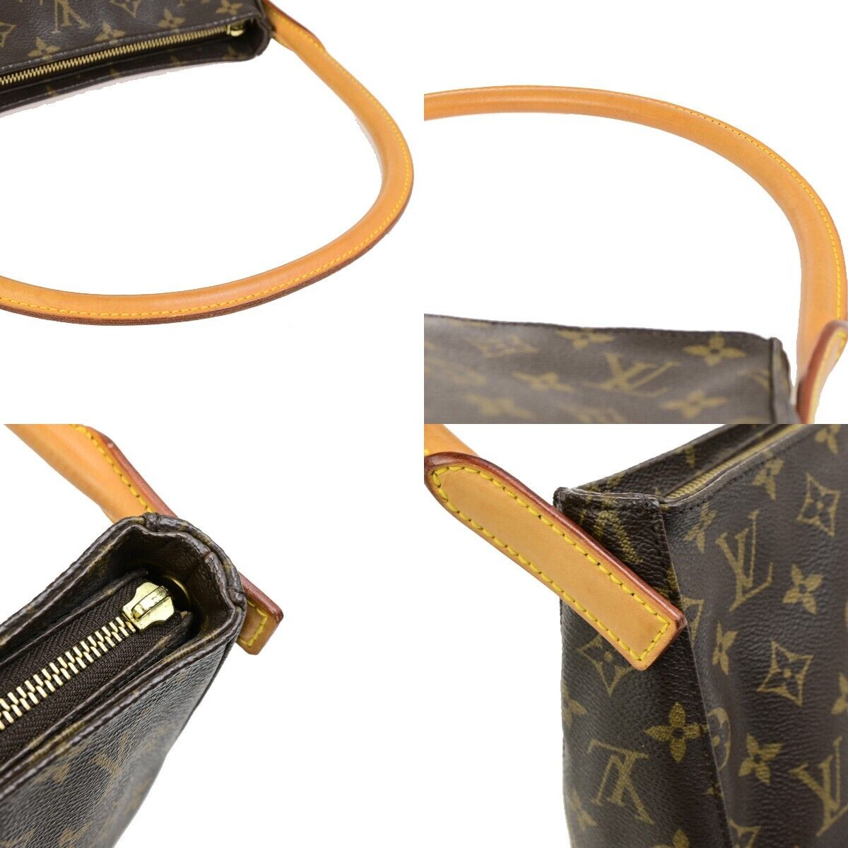 LOUIS VUITTON Looping MM Shoulder Bag Monogram Leather Brown M51146 75FB266