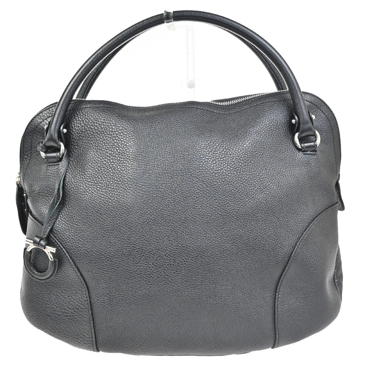 SALVATORE FERRAGAMO Gancini Tote Handbag Leather Black Italy SHW 30KC968