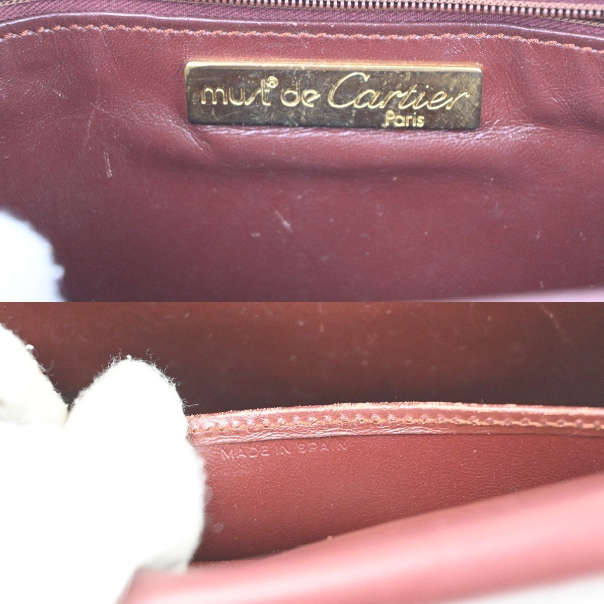 MUST DE CARTIER 2C Logo Double Flap Shoulder Bag Leather Red GHW Spain 67MA239