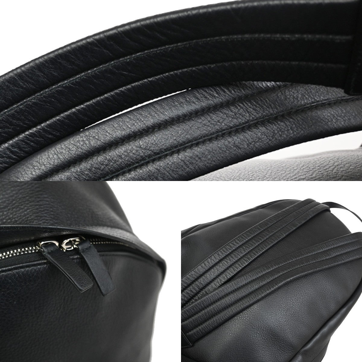 BALENCIAGA Logo Everyday Backpack Bag Leather Black SHW Italy 50RL527