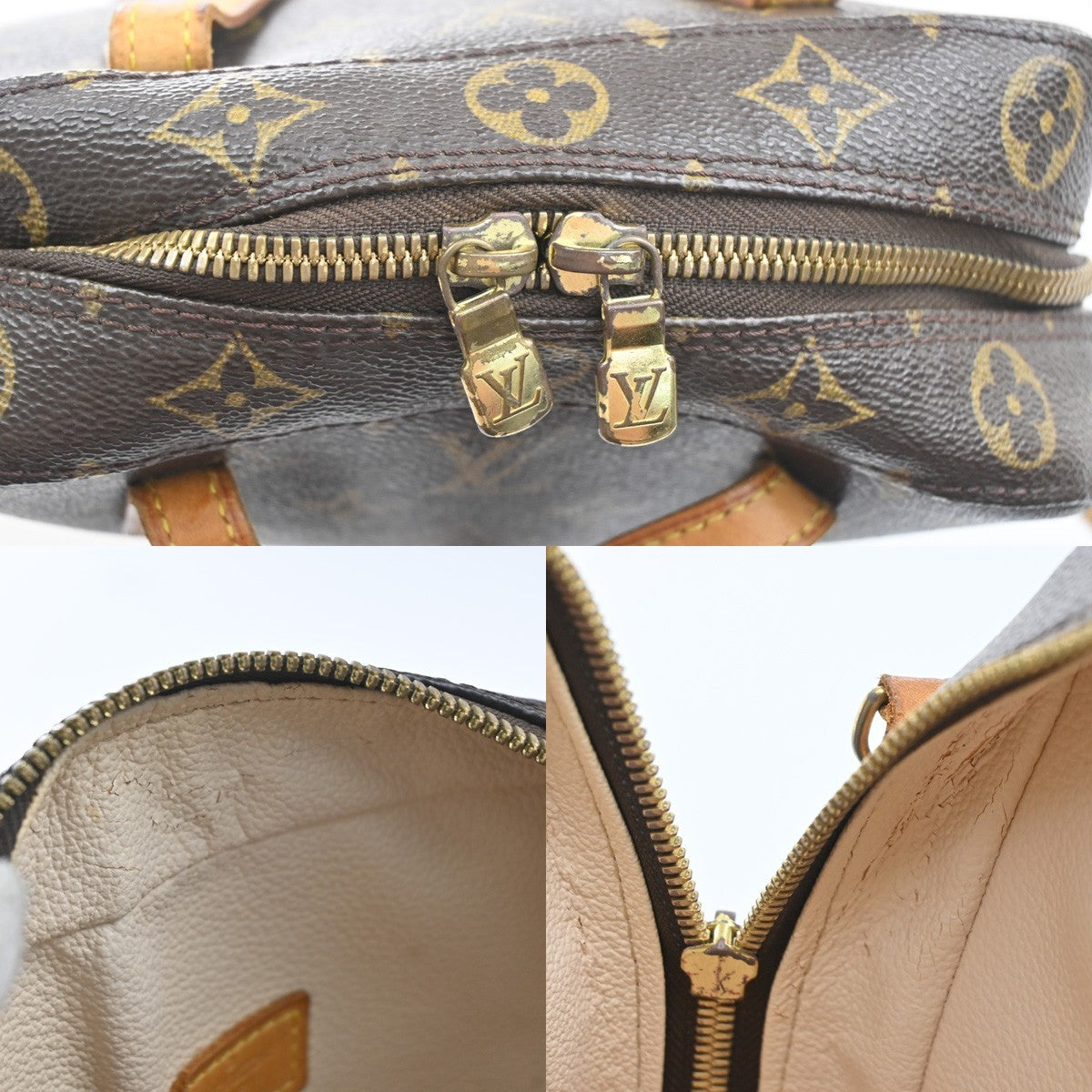 LOUIS VUITTON Logo Spontini Hand Bag Monogram Leather Brown M47500 81SA106