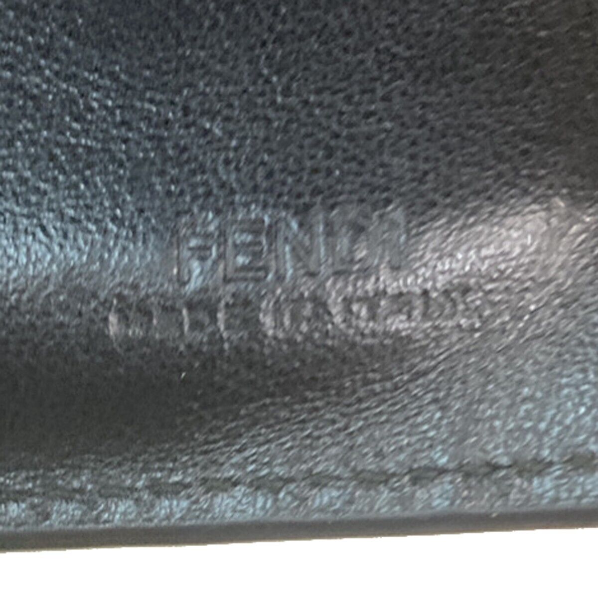 FENDI F Logo Bifold Wallet Purse Embossing Leather Black Gold Italy 32EA222