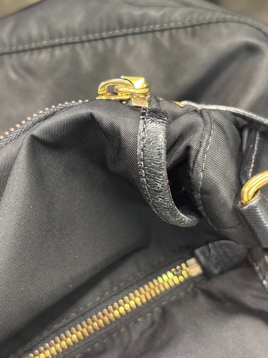 PRADA Logo Tessuto Crossbody Shoulder Bag Nylon Leather Black GHW Italy 76MA710