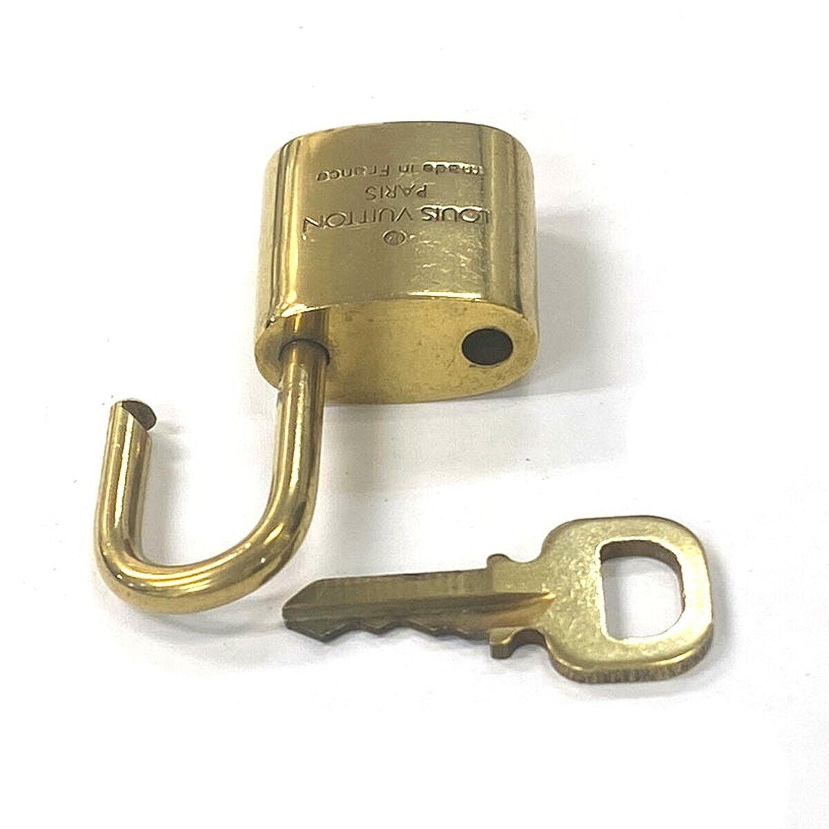 LOUIS VUITTON LV 10 SET PADLOCK KEY BAG CHARM CADENA GOLD PLATED FRANCE 35YD344